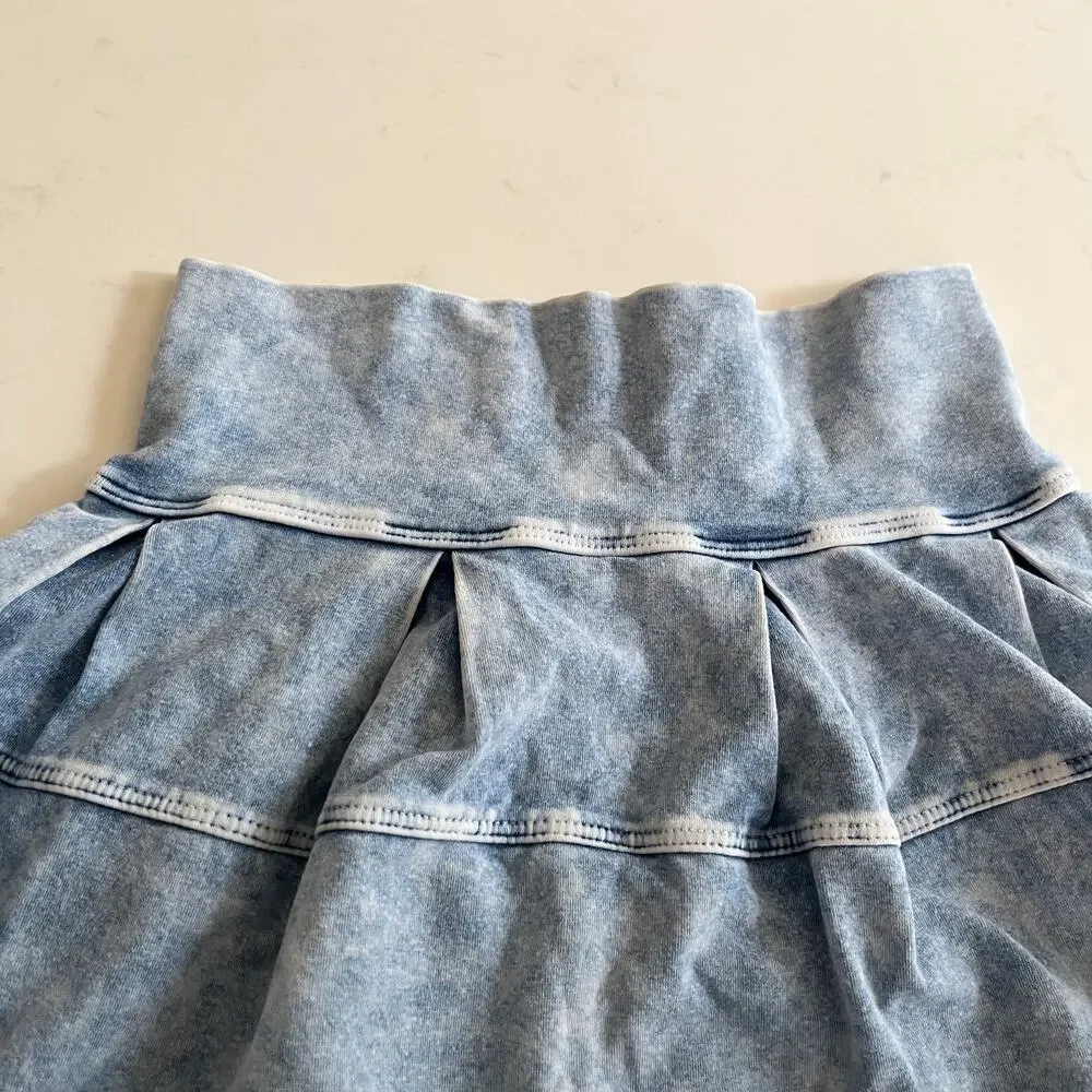 Hard Tail Girls Denim Look Tiered Circle Skirt Size 7/8 Boho Festival Blue